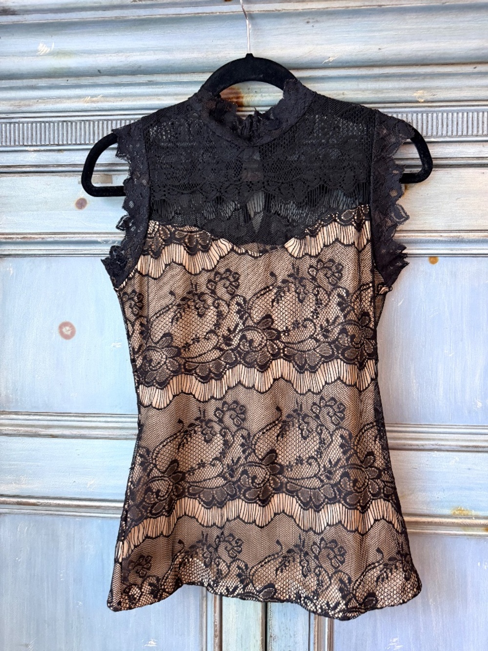 Self Portrait Sleeveless Black lace Top Size M